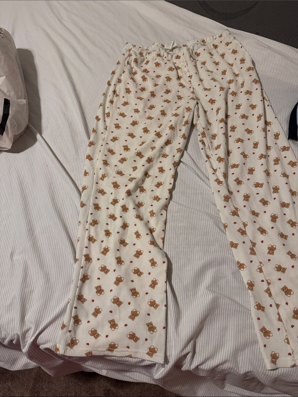 Cream Bear-Print Women's Lounge Pajama Pants